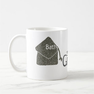 Caneca De Café Nome de adição de boné de formatura de prata reluz