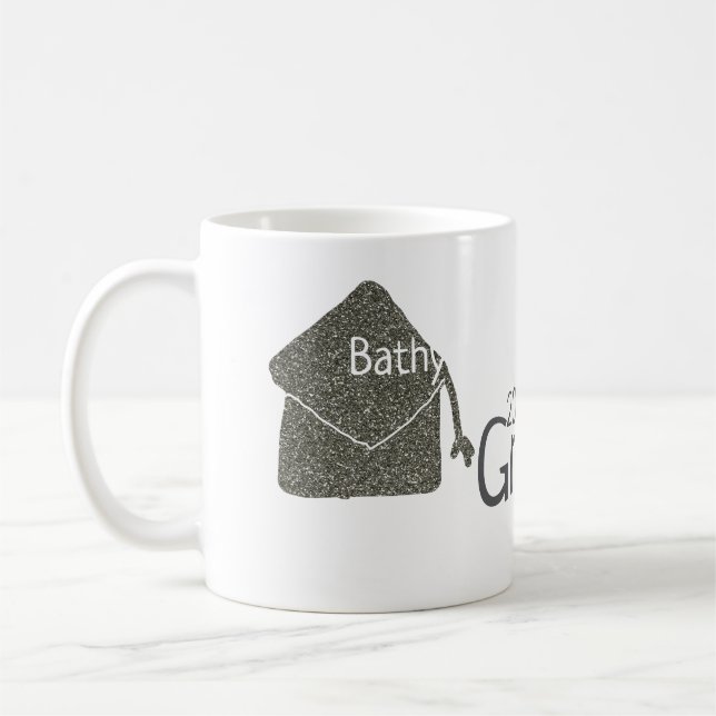 Caneca De Café Nome de adição de boné de formatura de prata reluz (Esquerda)