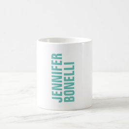 Caneca De Café Nome de adição de branco azul moderno minimalista 