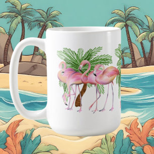 Caneca De Café nome de adição de flamingo rosa-rosa-praia