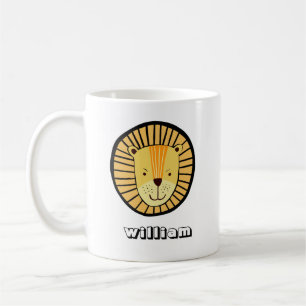 Caneca De Café Nome de animal da selva de leão personalizado para
