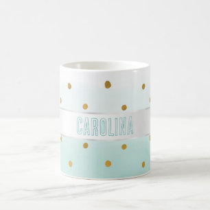 Caneca De Café Nome de Aquarela do Confetti Dourado