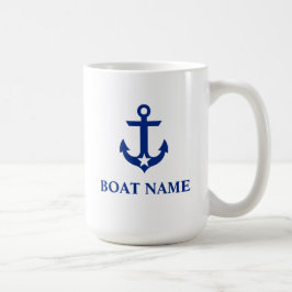 Caneca De Café Nome de Barco Náutico Âncora Estrela Grande