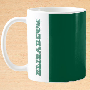 Caneca De Café Nome de Bloco Verde Moderno Personalizado