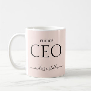 Caneca De Café Nome de CEO do Futuro Rosa Moderno Presente Femi