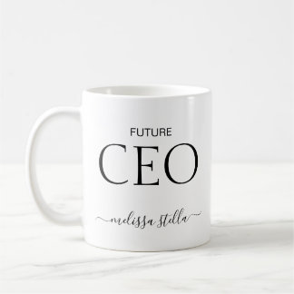 Caneca De Café Nome de CEO Futuro Preto e Branco Moderno | Presen