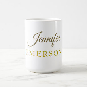 Caneca De Café Nome de cor dourada profissional moderno minimalis