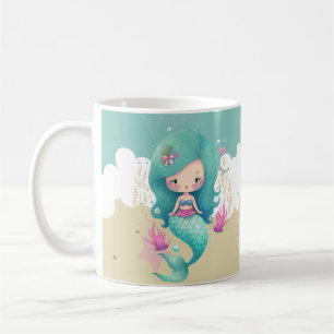 Caneca De Café Nome de Crianças Sereia Fofa