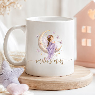 Caneca De Café Nome de Fada da Lua Personalizado Borboleta Lava