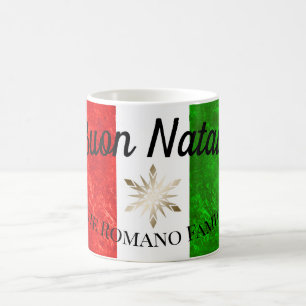Caneca De Café Nome de Família Italiano Bandeira de Buon Natale N