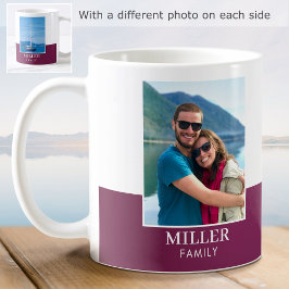 Caneca De Café Nome de Foto Personalizado Plum Modern
