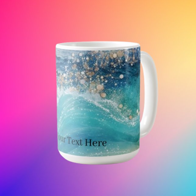 Caneca De Café Nome de Fotografia Personalizada Wave do Oceano Br (Criador carregado)