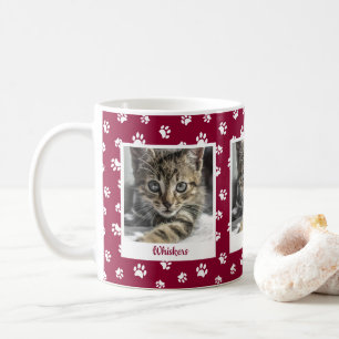 Caneca De Café Nome de gato bonito e impressões de fotos vermelho