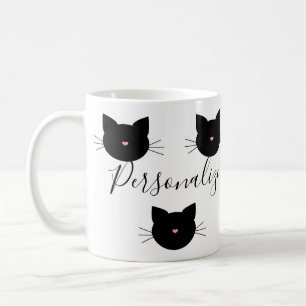 Caneca De Café Nome de Gato Preto Personalizado