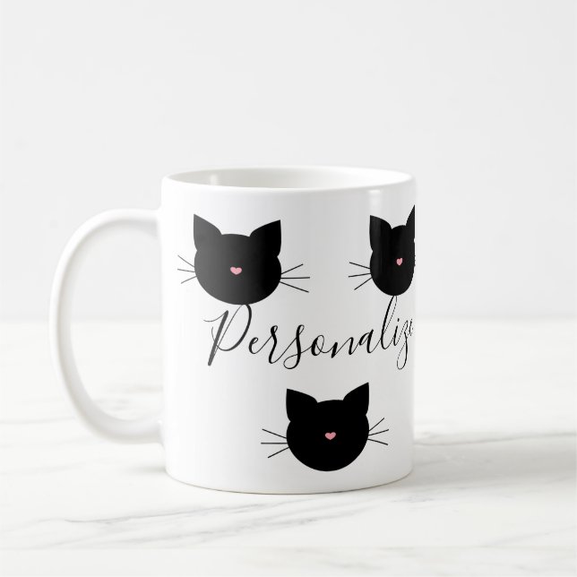 Caneca De Café Nome de Gato Preto Personalizado (Esquerda)