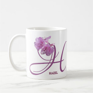 Caneca De Café Nome de Hazel personalizável cor-de-rosa rosa flor