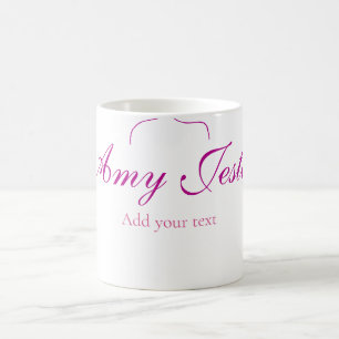 Caneca De Café nome de laço magenta monograma rabisco ilustração
