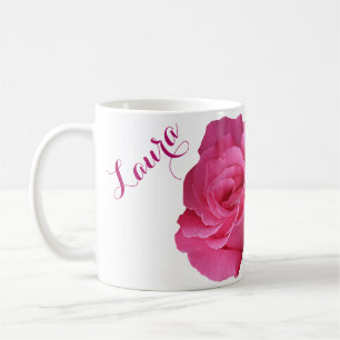 Caneca De Café Nome de Laura bonito rosa rosa floral