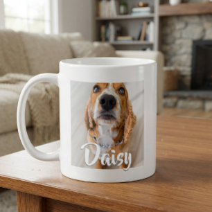 Caneca De Café Nome de Letra Elegante Cachorro Gato Pet Foto