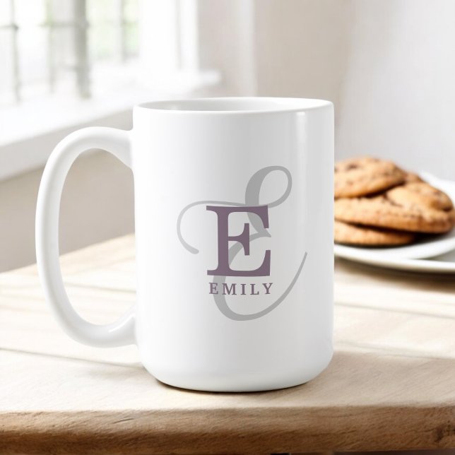 Caneca De Café Nome de Na moda único e Tipografia Monográfica (Personalize with your name and monogram initial.)