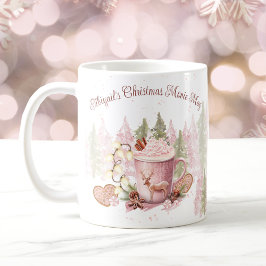 Caneca De Café Nome de Natal Pink Hot Chocolate Mug