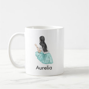 Caneca De Café Nome de Personalização da Menina Elegante Minimali