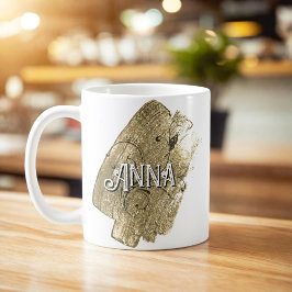 Caneca De Café Nome de pintura dourada moderna elegante