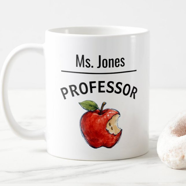 Caneca De Café Nome de PROFESSOR Personalizado Presente Apple (Criador carregado)