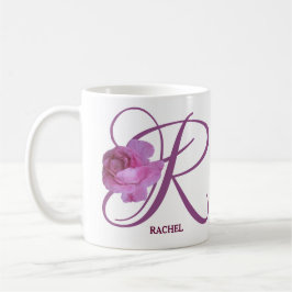 Caneca De Café Nome de Rachel personalizável monograma cor-de-ros