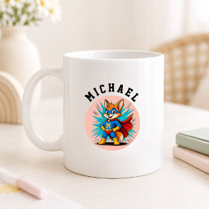 Caneca De Café Nome de Raposa Super-Herói Personalizado & Inicial
