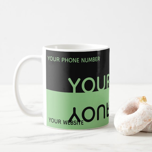 Caneca De Café Nome de reflexão simples, preto e verde (Com Donut)