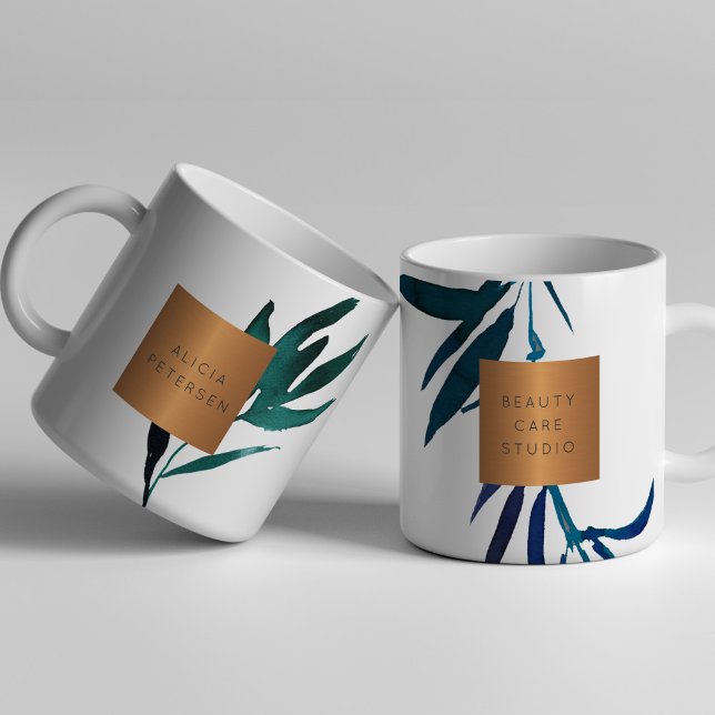 Caneca De Café Nome de salão de beleza glam fileira de cobre (Criador carregado)