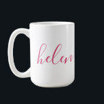 Caneca De Café Nome de Script Personalizado Gift Pink Personaliza<br><div class="desc">Uma bela garrafa de água com um nome personalizado em uma fonte moderna e elegante. Em rosa e branco. Maravilhoso como um presente de Dia de as mães,  feriado,  aniversário,  desabrigos ou madrinhas.</div>