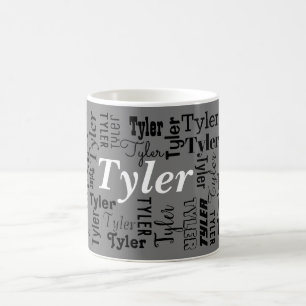 Caneca De Café Nome DIY repetido muitas vezes Preto e Branco em C