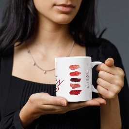 Caneca De Café Nome do artista de maquilhagem cores batom amostra