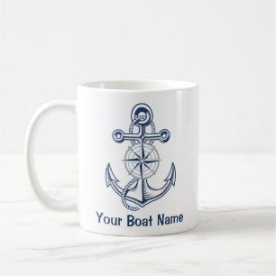 Caneca De Café Nome do Barco Ancorante Náutico