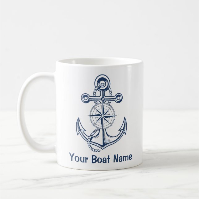 Caneca De Café Nome do Barco Ancorante Náutico (Esquerda)