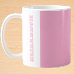 Caneca De Café Nome do Bloco Rosa Moderno Personalizado<br><div class="desc">Faça seu café matinal exclusivamente seu com este design de caneca moderno e personalizável. Apresentando um design de divisão limpo com um painel de blocos de cor em negrito em um lado e seu nome personalizado exibido verticalmente em uma forma correspondente. A estética minimalista permite combinações de cores versáteis para...</div>