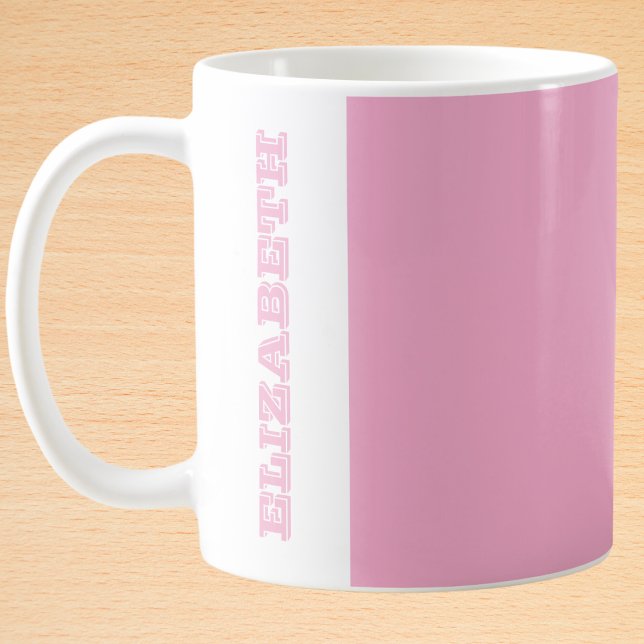 Caneca De Café Nome do Bloco Rosa Moderno Personalizado (Criador carregado)