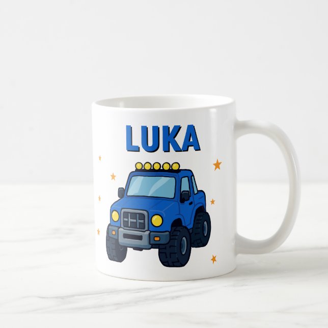 Caneca De Café Nome do Caminhão Monstro Idade Aniversário  (Direita)