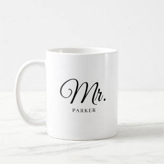 Caneca De Café Nome do Casal de Noivos Personalizado "Sr." com Le