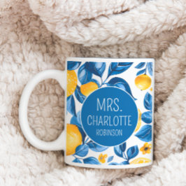 Caneca De Café Nome do Casal Personalizado de Fruta Tropical Padr