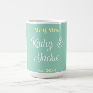 Caneca De Café nome do casal sr e sra pastel verde est. 20XX casa