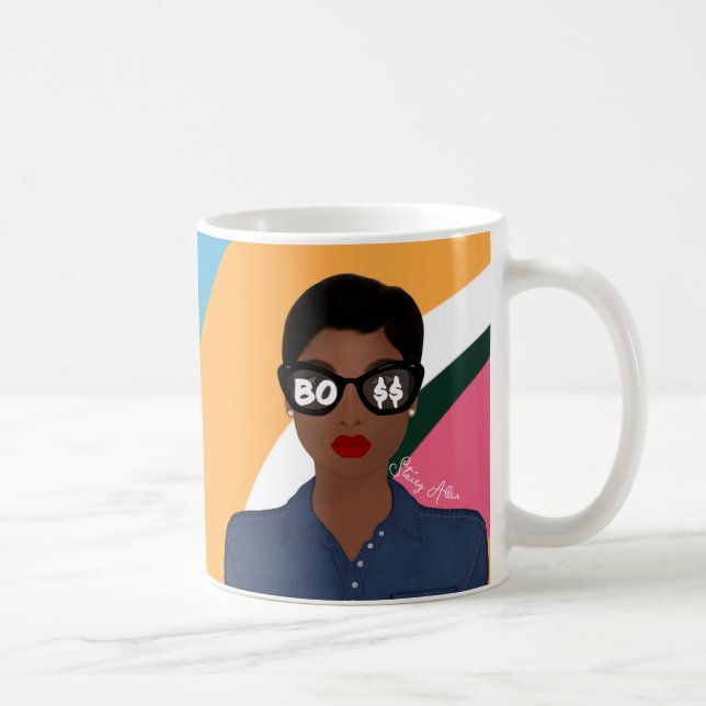 Caneca De Café Nome do Chefe Padrão Retro Afro-Americano (Direita)