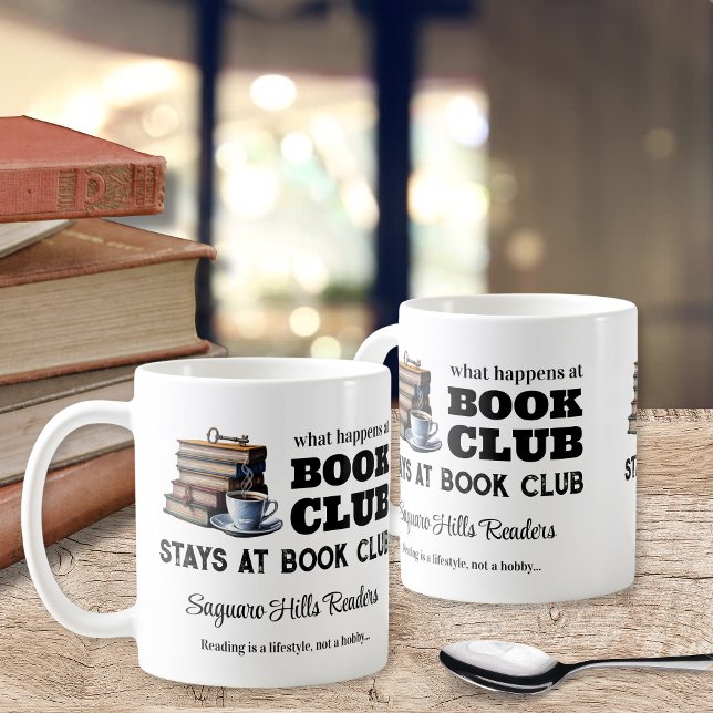 Caneca De Café Nome do Clube de Livro Personalizado Café Mug Gift (custom what happens at book club stays at book club personalized coffee mugs gifts for reading books)