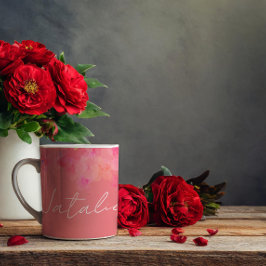 Caneca De Café Nome do coral floral de aquarela