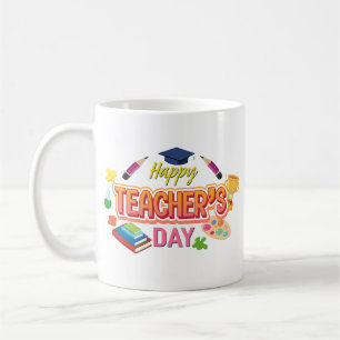 Caneca De Café Nome do Dia do Professor Feliz Personalizado