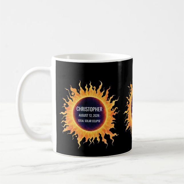 Caneca De Café Nome do Eclipse Solar Total de Aquarela Ousada 202 (Esquerda)