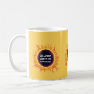 Caneca De Café Nome do Eclipse Solar Total de Aquarela Ousada 202