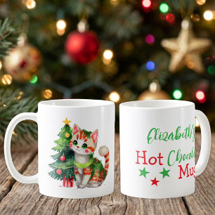 Caneca De Café Nome do gato verde chocolate quente